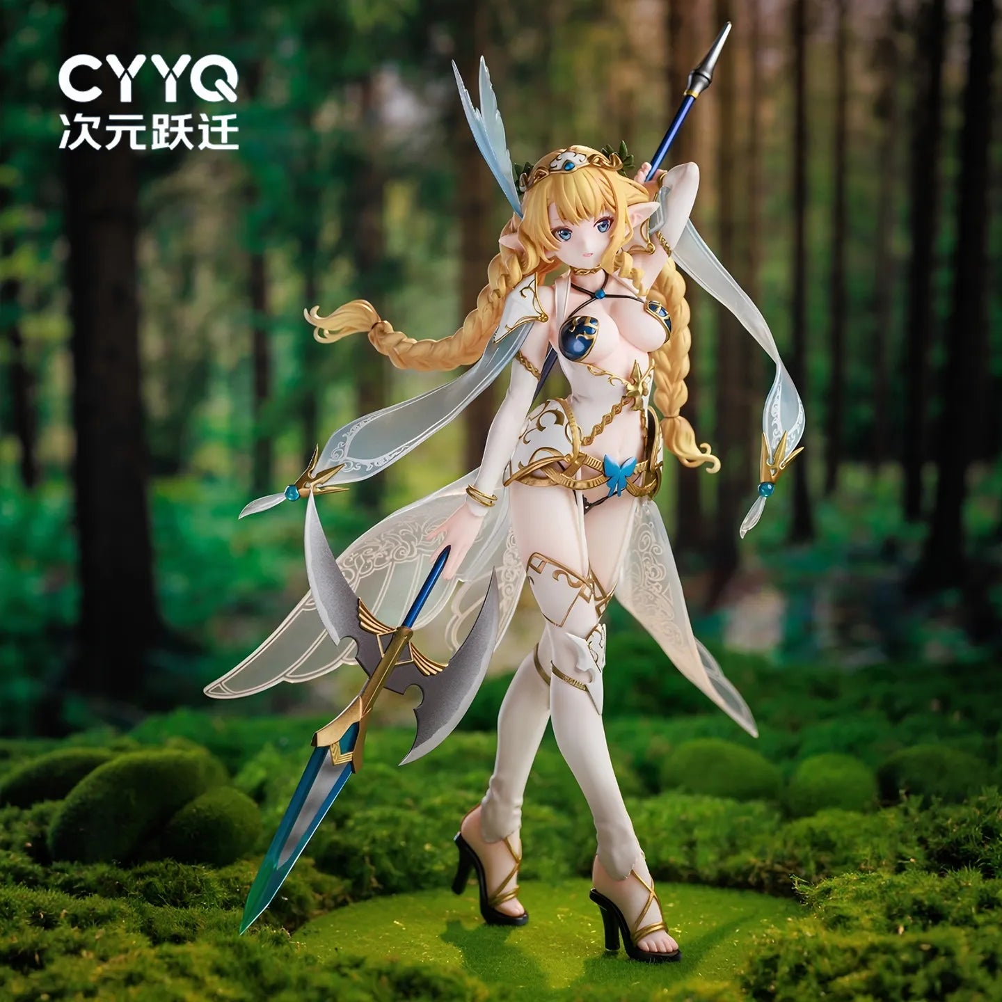 Anime Figure Lincia Elf Village Third Villager Long Halberd Beautiful Girl Two Dimensional Collectible Desktop Ornament