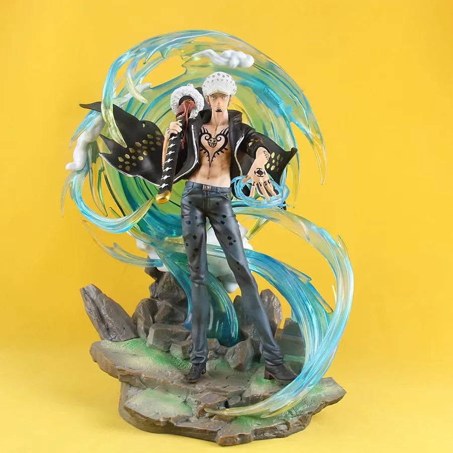 41cm ONE PIECE Anime Figures Trafalgar D Water Law Phantom Can Emit Light Collection Action Figure Statue Model Doll Gift Toys