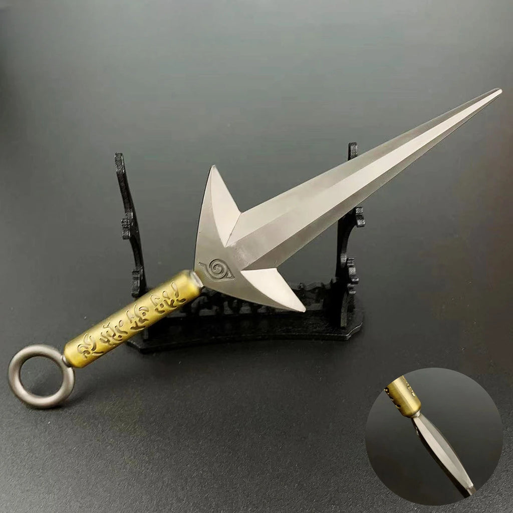8,66 Zoll großes Naruto-Fliegende-Donnergott-Waffenmodell aus massivem Metall, Cosplay-Ninja-Requisite, Namikaze Minato Kunai, Schreibtischdekoration, Spielzeug