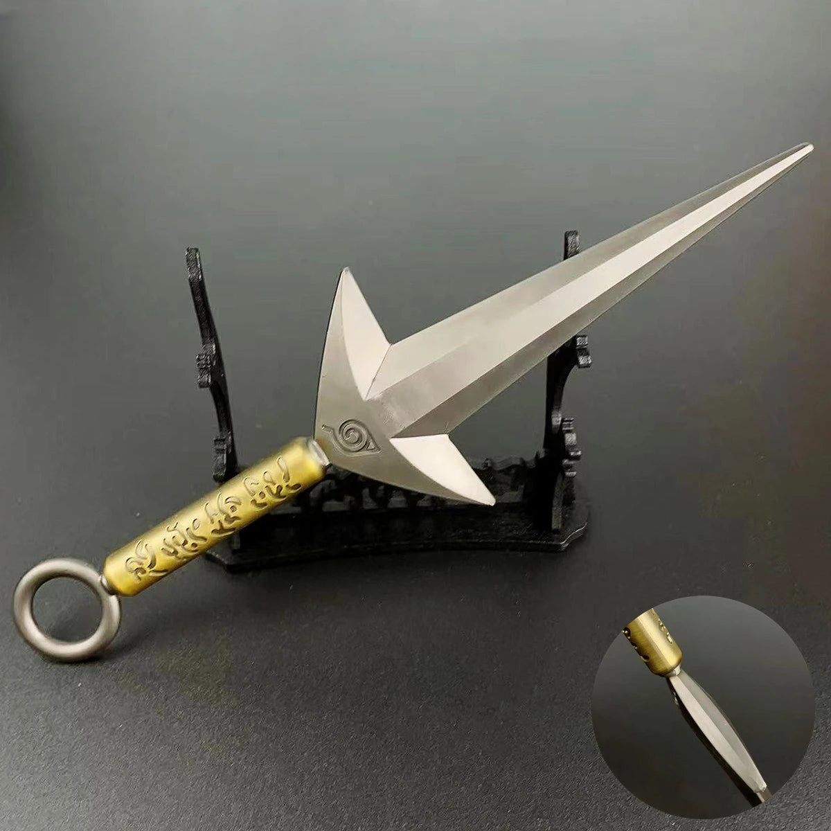 8,66 Zoll großes Naruto-Fliegende-Donnergott-Waffenmodell aus massivem Metall, Cosplay-Ninja-Requisite, Namikaze Minato Kunai, Schreibtischdekoration, Spielzeug