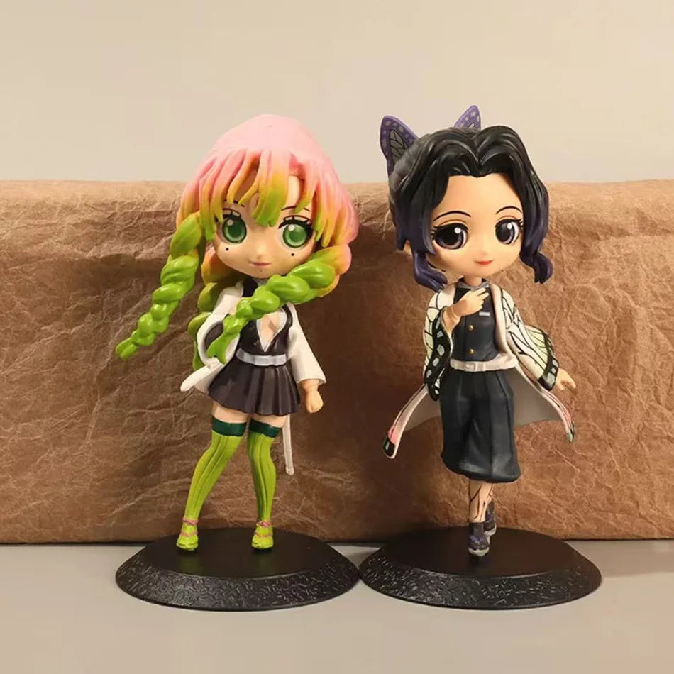 Demon Slayer Q Version Anime Figures 8Pcs Set Tanjiro Nezuko Hashira Collection PVC Model Birthday Christmas Gift for Kids