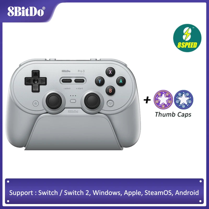 8BitDo - Pro 3 Bluetooth Controller for Nintendo Switch 1/2,PC,Windows, Apple, SteamOS, Android with Charging Dock TMR Joysticks