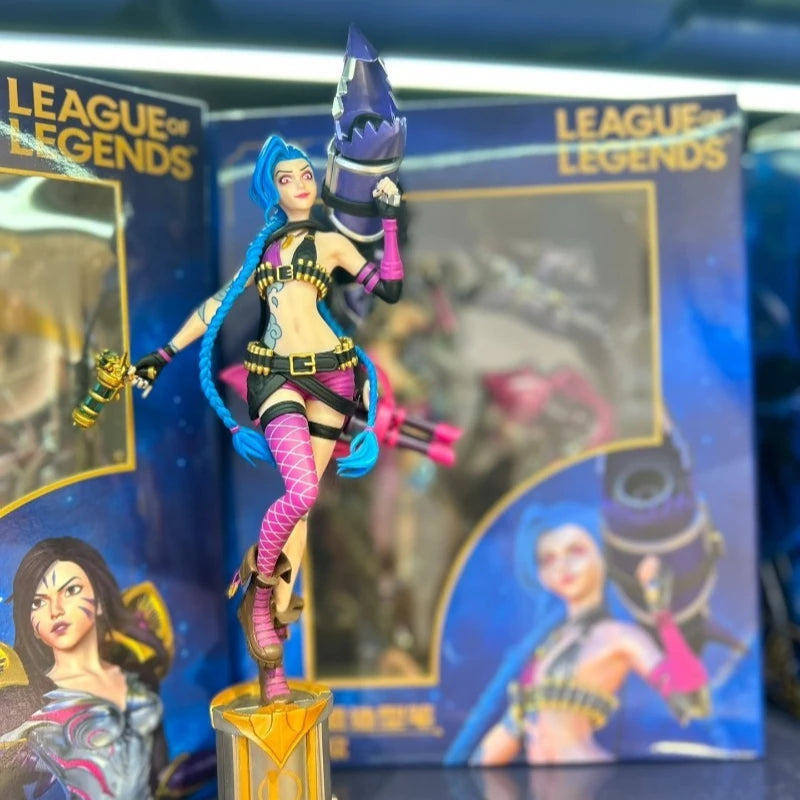 Jinx-Statue League of Legends 22CM PVC-Figur LOL Desktop-Dekoration Spiel Sammlergeschenk für Gamer Geburtstag Cosplay-Modell