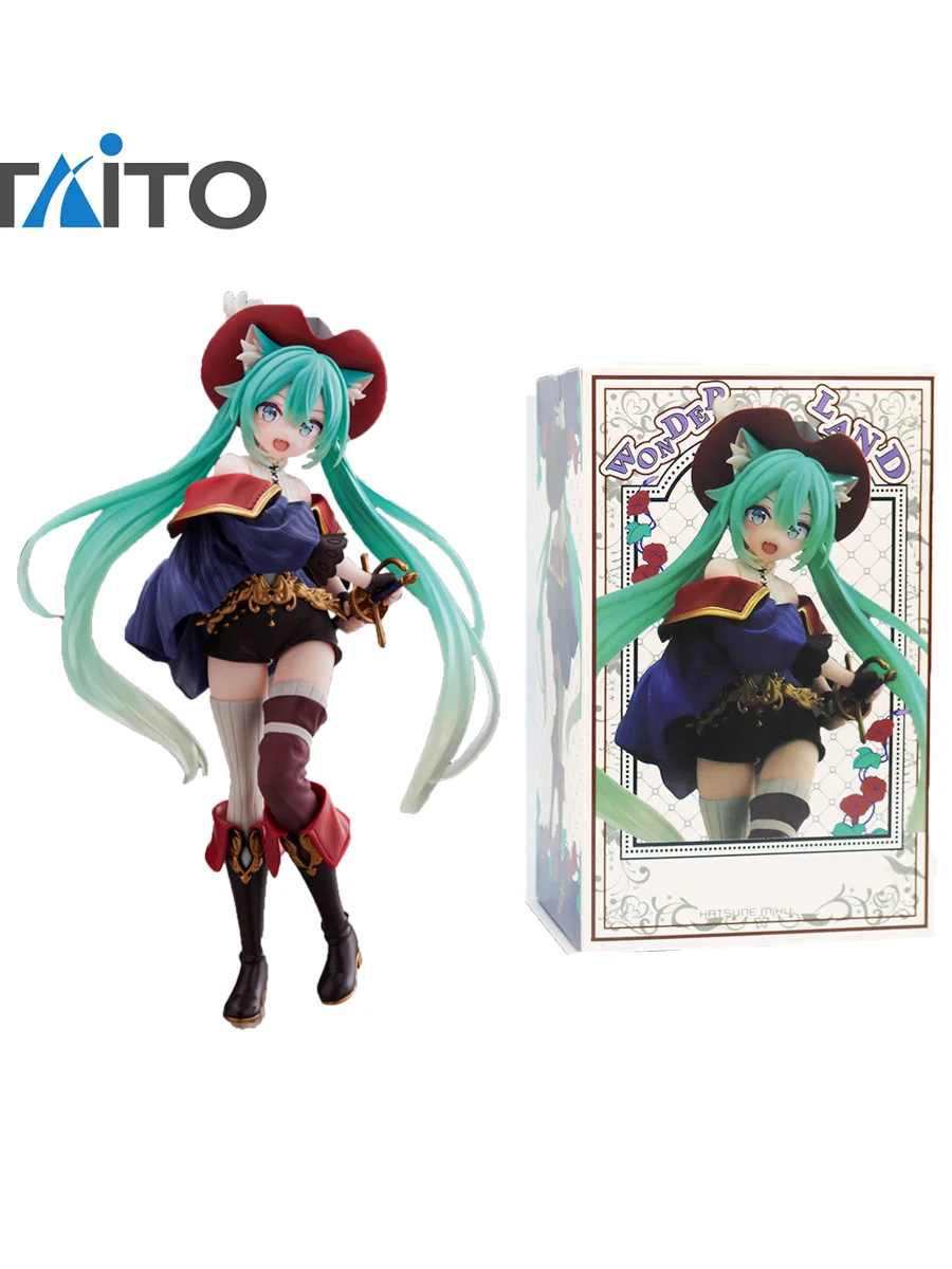 Hatsune Miku Desktop Cute Action Figure Tale Wonderland Miku Puss in Boots Anime Figurine Kawaii Girl Model Toy Adorable Decor