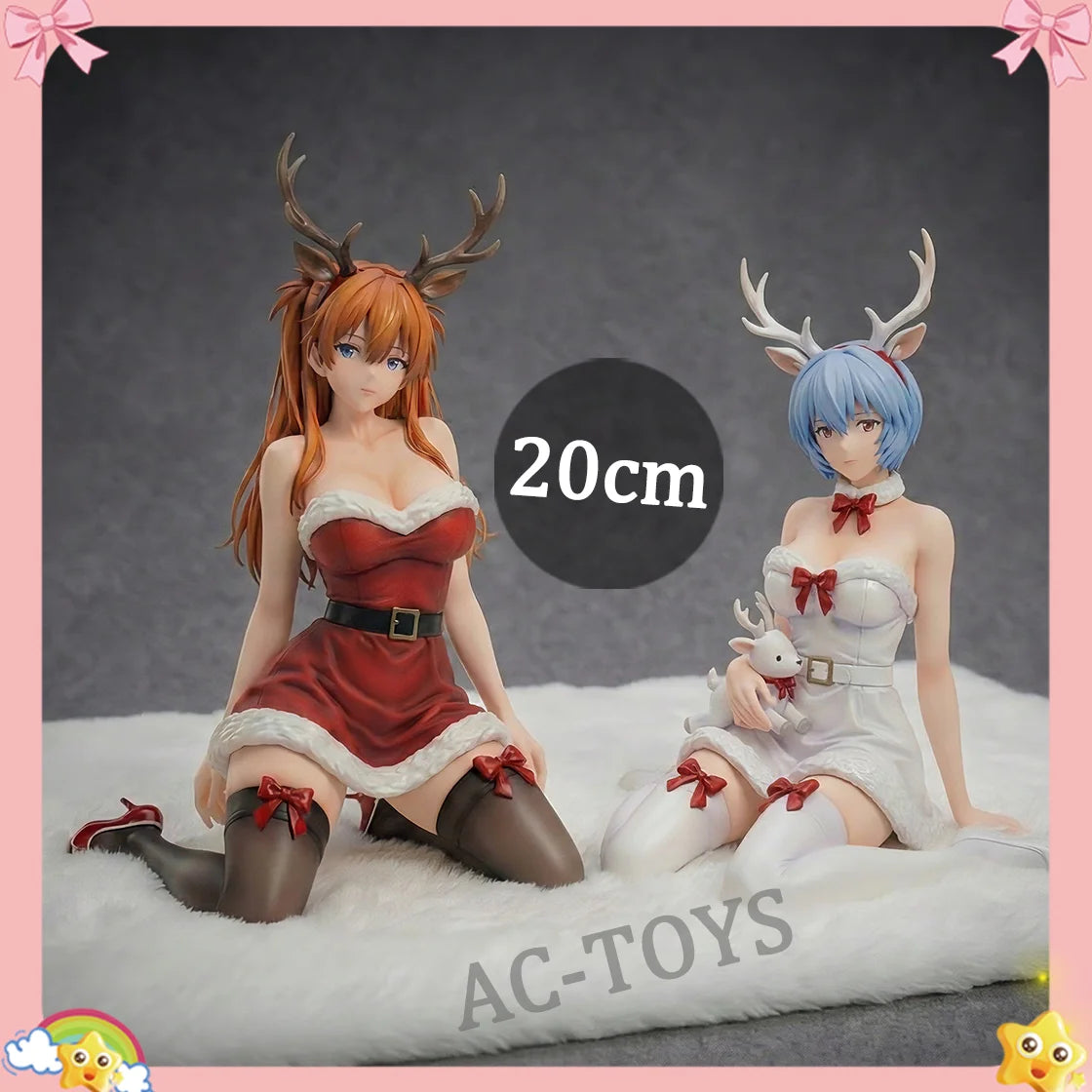 Asuka Langley Rei Ayanami Neon Genesis Evangelion Christmas Figure Set - 23cm Movable PVC Collectible Model Toys Gifts for Fans