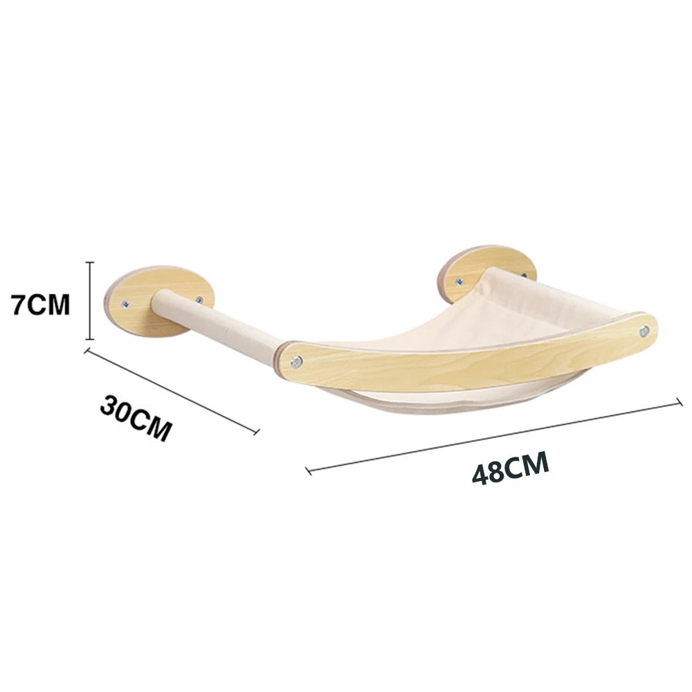 Cat Wall Mounted Furniture Wooden Hammock Climbing Shelf Set Perch Sisal Ladder Scratching Post Beds Perches Stable For Kitty