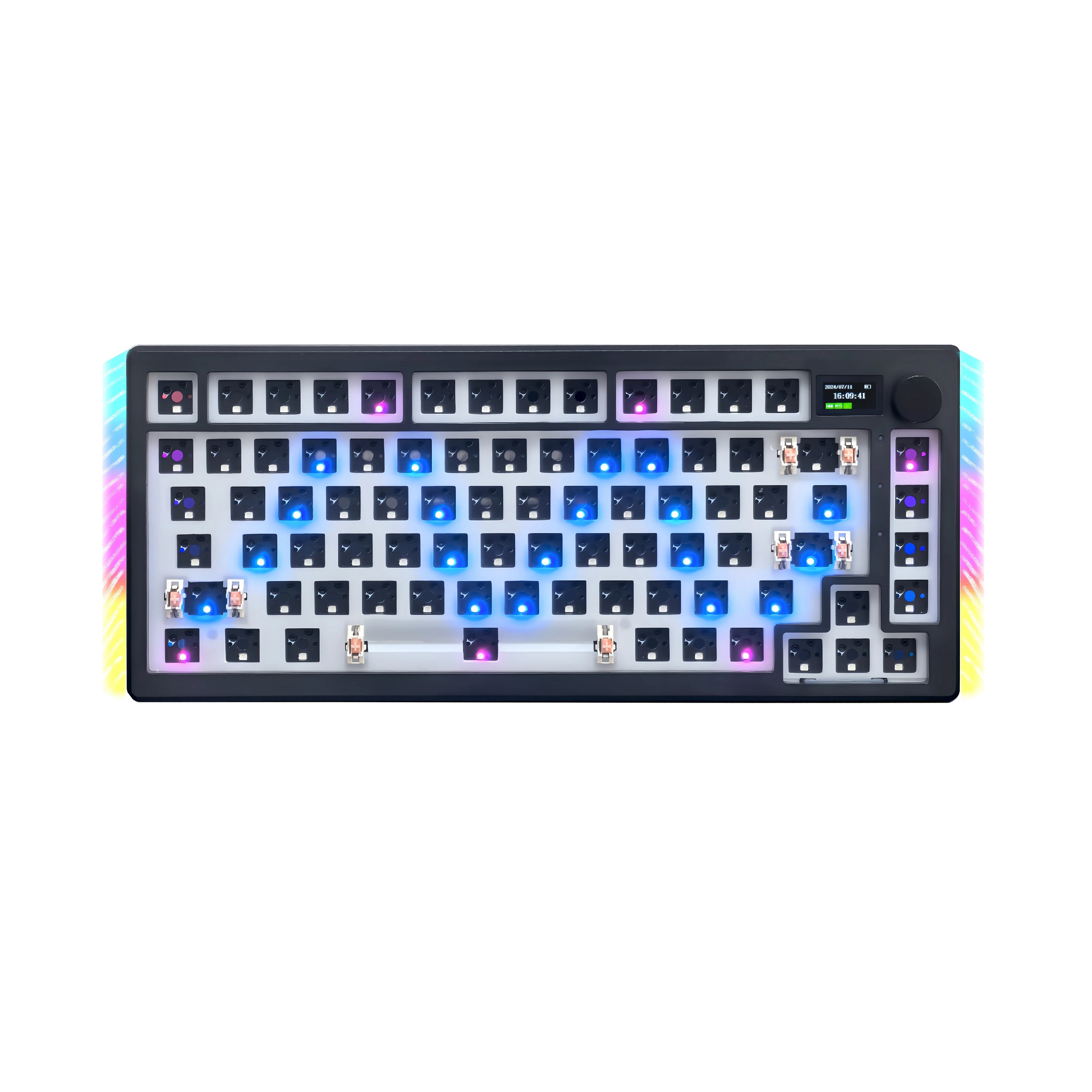MAIMOOO MK20T 75% Keyboard Kit Hotswap TFT Screen Full RGB Backlit 2.4GHz Bluetooth Wireles Macro Custom DIY Mechanical Keyboard