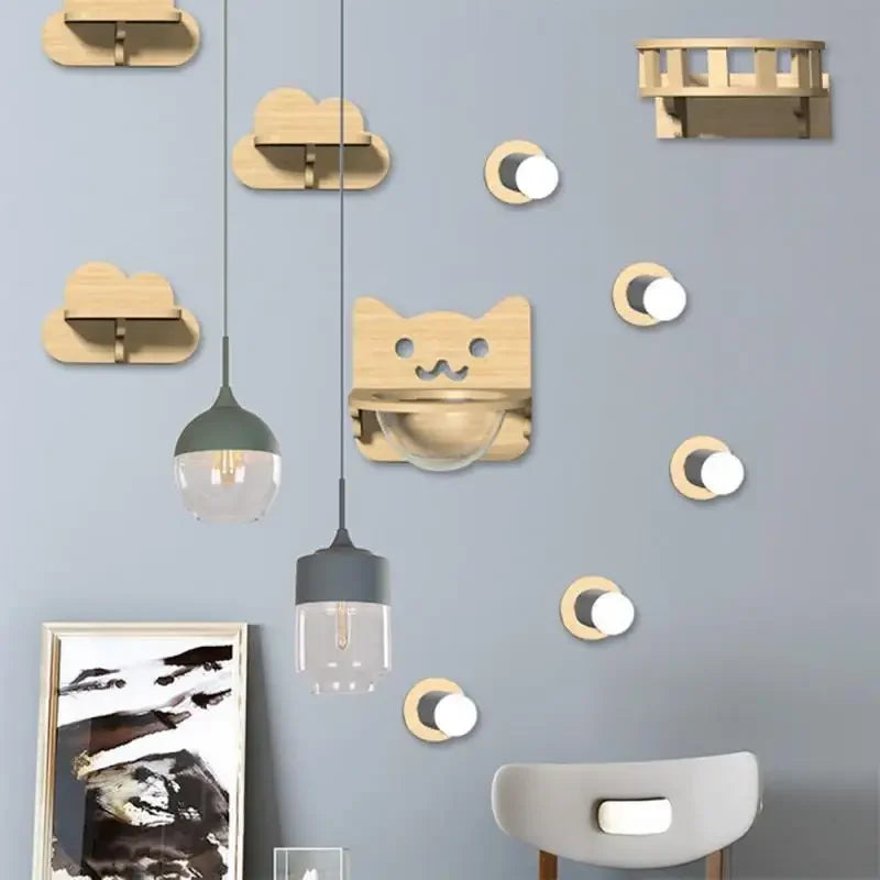 Cat Climbing Shelf Wall Mounted Furniture Cat Bridge and House Wooden Pet Shelves Tree Tower For Sleeping Climbing Cat Perch