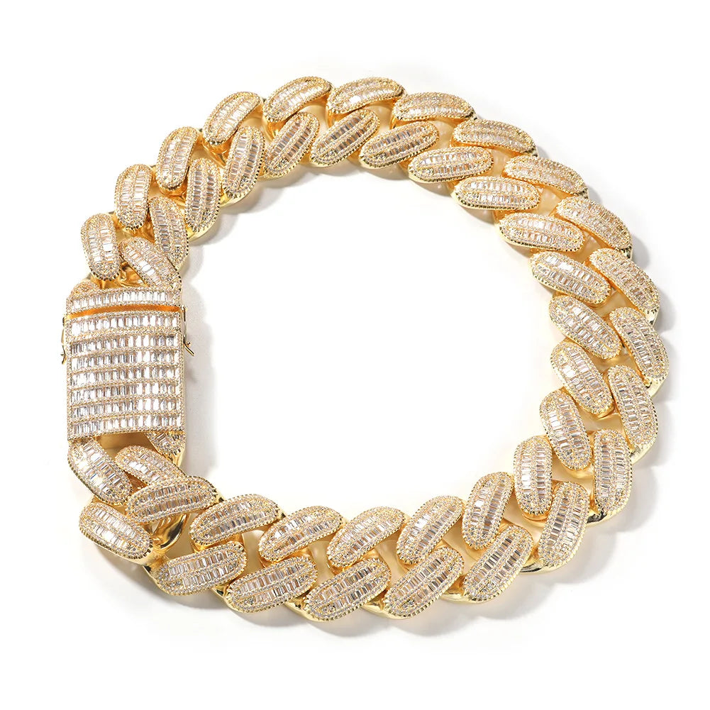 Icedminer 40mm Baguettes Zircon Cuban Chain Necklace Iced Out For Men And Women Fashion Hip Hop Jewelry Free Shipping