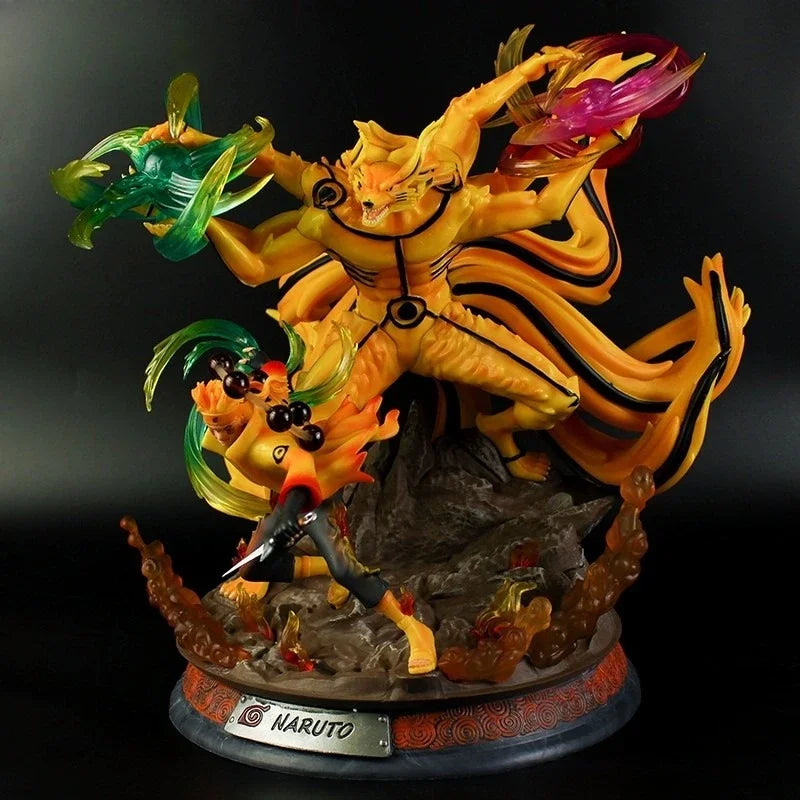 36cm Uzumaki Naruto Kyuubi NARUTO Animation Peripherals PVC Large Statue Ornaments Emit Light Model Cool Craft Toys Collections