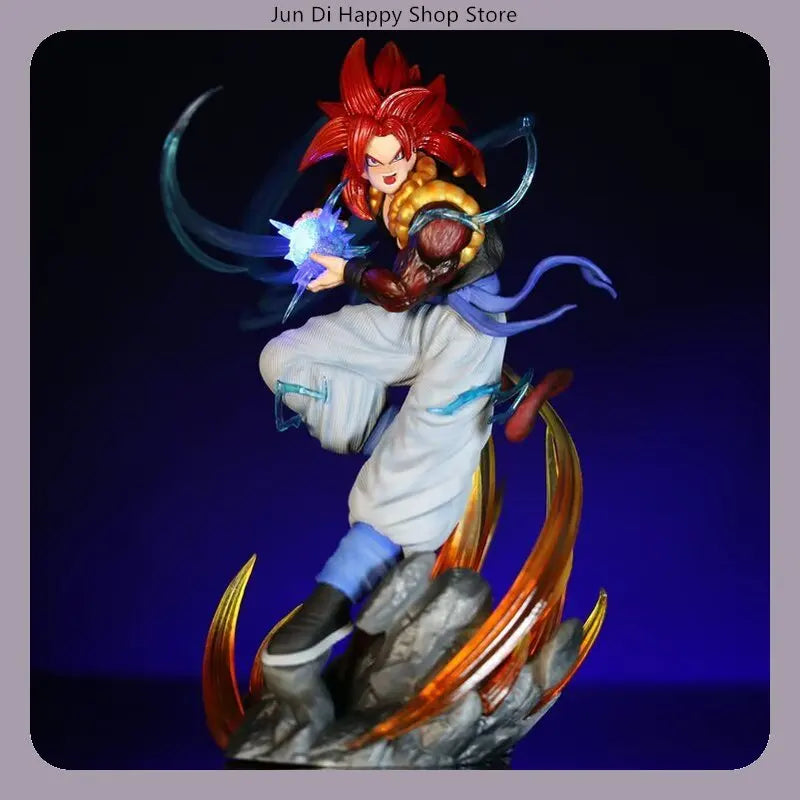Dragon Ball Super Saiyan 4 Gogeta Aura Version Light-up Scene 25cm Anime Figure Statue Desktop Decoration Gift