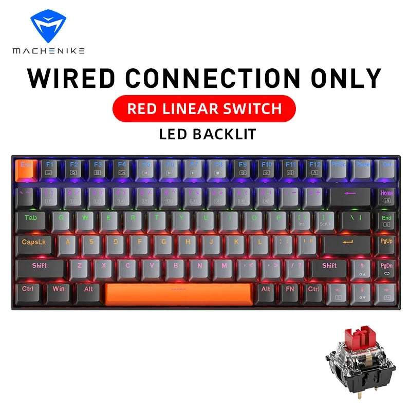 Machenike K500A-B84 Mechanische Tastatur 75 % TKL Hot-Swap-fähige kabelgebundene Gaming-Tastatur 6-farbige Hintergrundbeleuchtung 84 Tasten für PC-Gamer Laptop