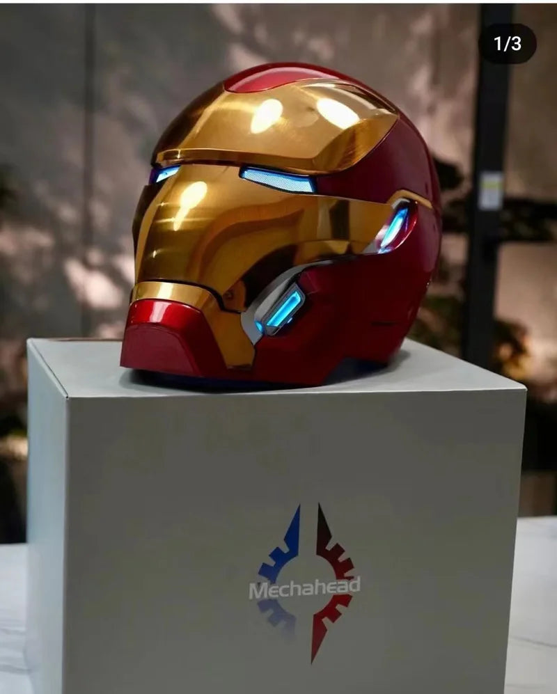 Mechahead Mk50 Jarvis Iron Man Marvel Helmet Luminous Voice Control Deformable Electric Opening Halloween Cos Mask Male XmasGift