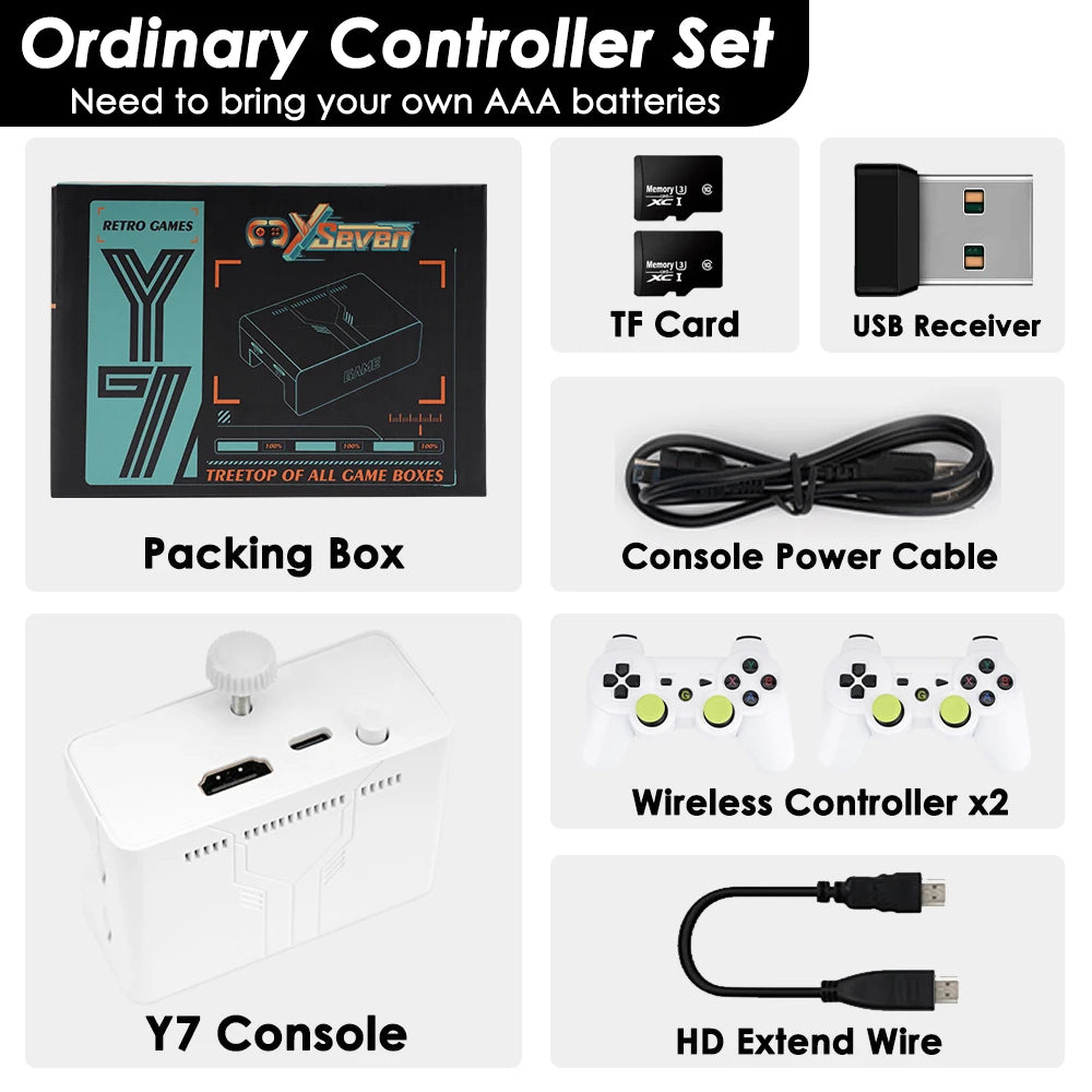 Ampown Y7 Video Game Console Linux System 256G Built 12000 Games Rechargeable Wireless Handle Low Latency Connection Player Gift