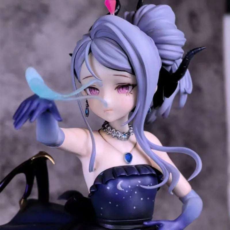 Handmade Anime Dancer Figure Blue & White Two-Tone Kimono Girl with Fan Solo Dance Performer Statue Desktop Decor