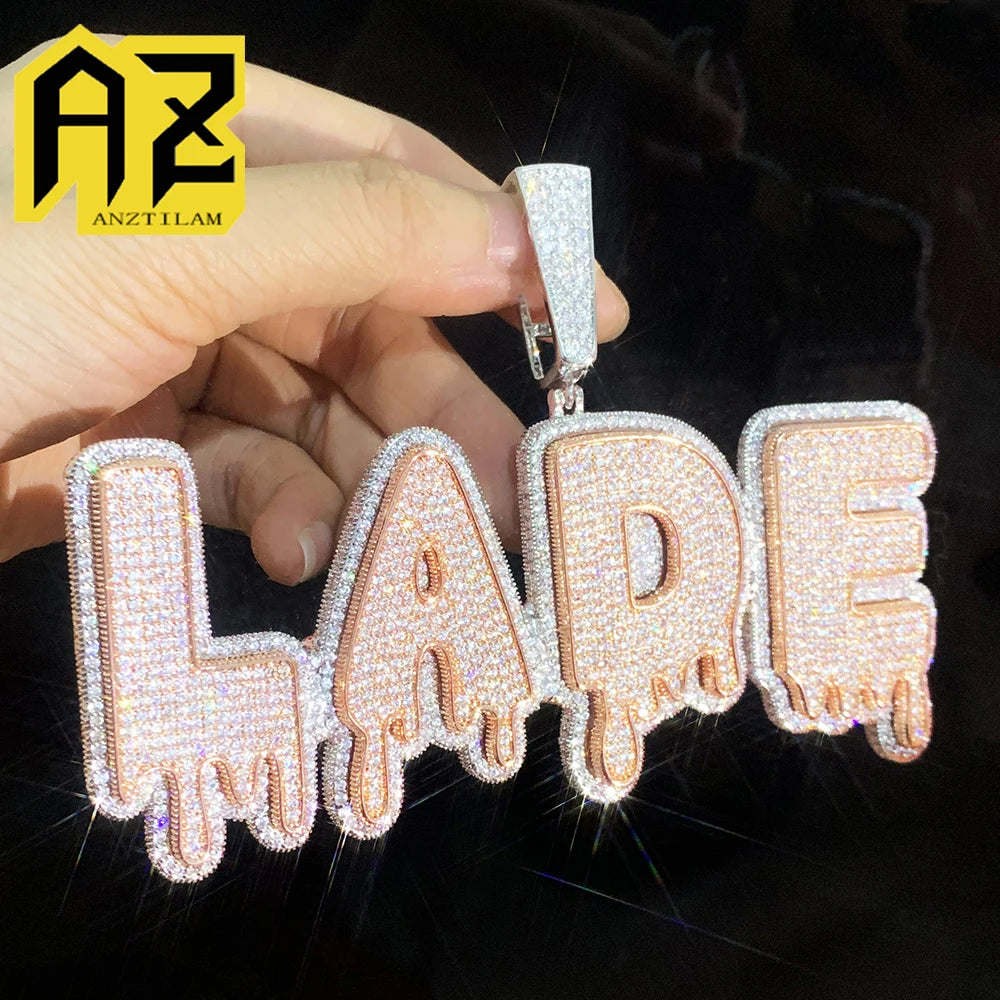Big Water Droplet Customized 24 Letters Name Pendant Personalized font Necklace 5A Zircon Iced Out Letters Necklaces For Men Wom