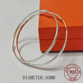 Senlissi - New Platinum Plated 925 Sterling Silver Women's Hoop Earrings 3.0mm Fashion Earring 18K Gold Cерьги Kольца 70 80 90MM