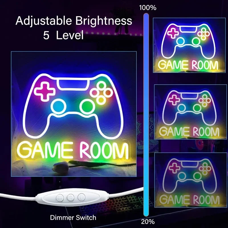 Gamer Neon for Gamer Room Decoration,LED Dimmable Light for Wall Decoration, Gamer Game Room Teen Boy Bedroom