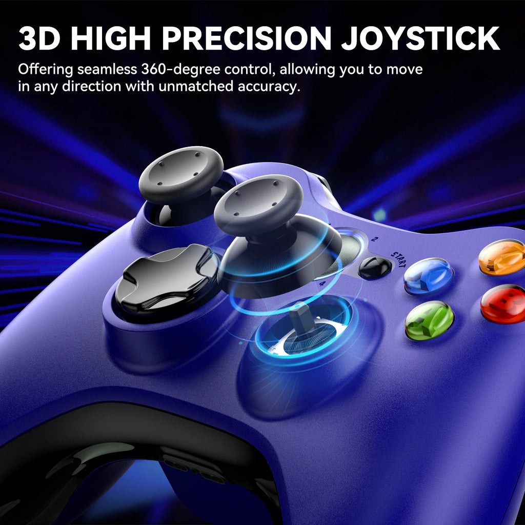 Wireless Controller Compatible Xbox 360 2.4GHZ Gamepad Joystick For Xbox 360 and PC Windows 7,8,10,11 with 6-axis Dual Vibration