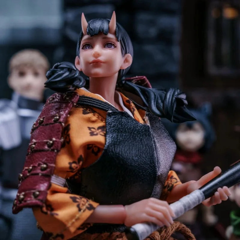 1/12 Delicious In Dungeon Inutade Polygonum Cowl Ghost Gril Armor Printed Robe Dress 6in Female Soldier Figures Model  Clothes