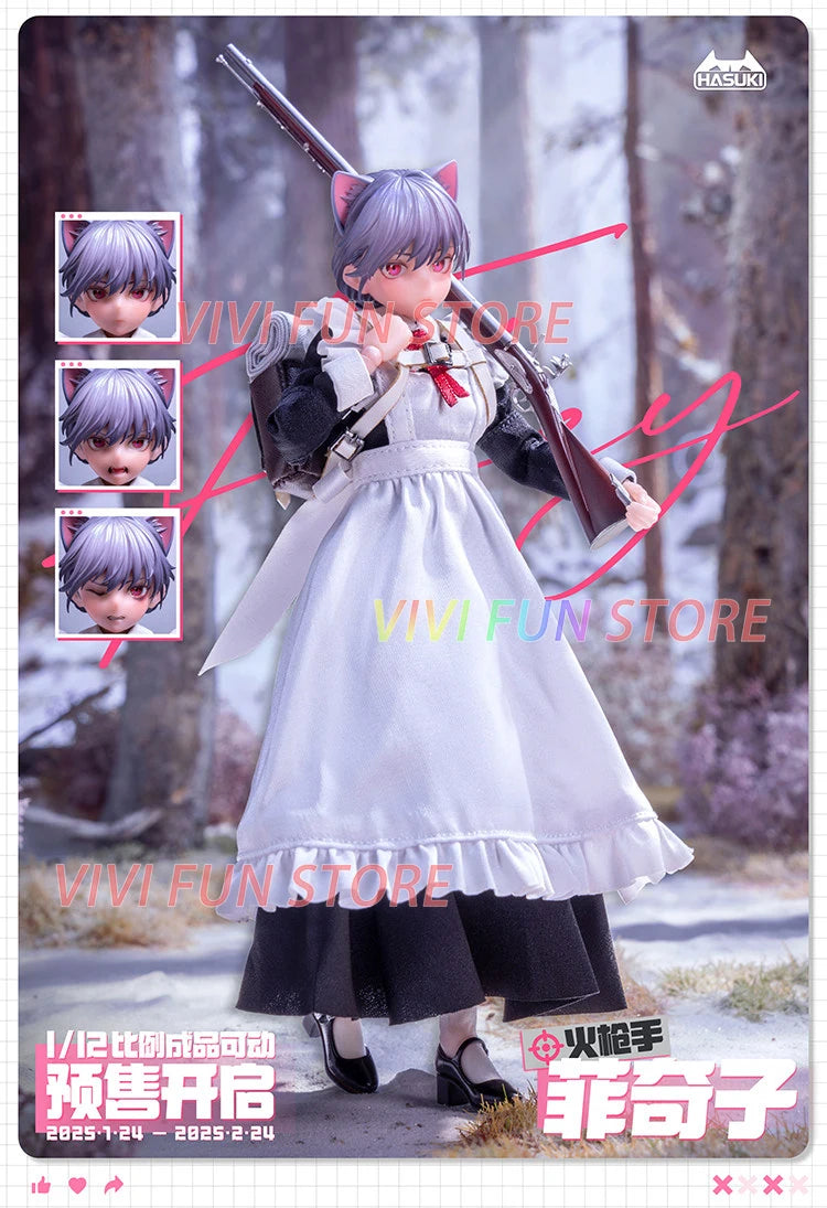 In Stock Hasuki PA010 FKEY Hackbuteer Model Toys 1/12 SCALE FIGURE POCKET ART Maid Beautiful Girl PA008 ROSEKNIGHT GLORIA