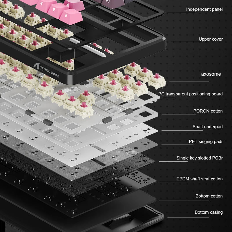 Attack Shark X87 Macro Drive Gaming Keyboard,Bluetooth Side Engraved Translucent Character Mechanical Keyboard,RGB,Hot-Swap