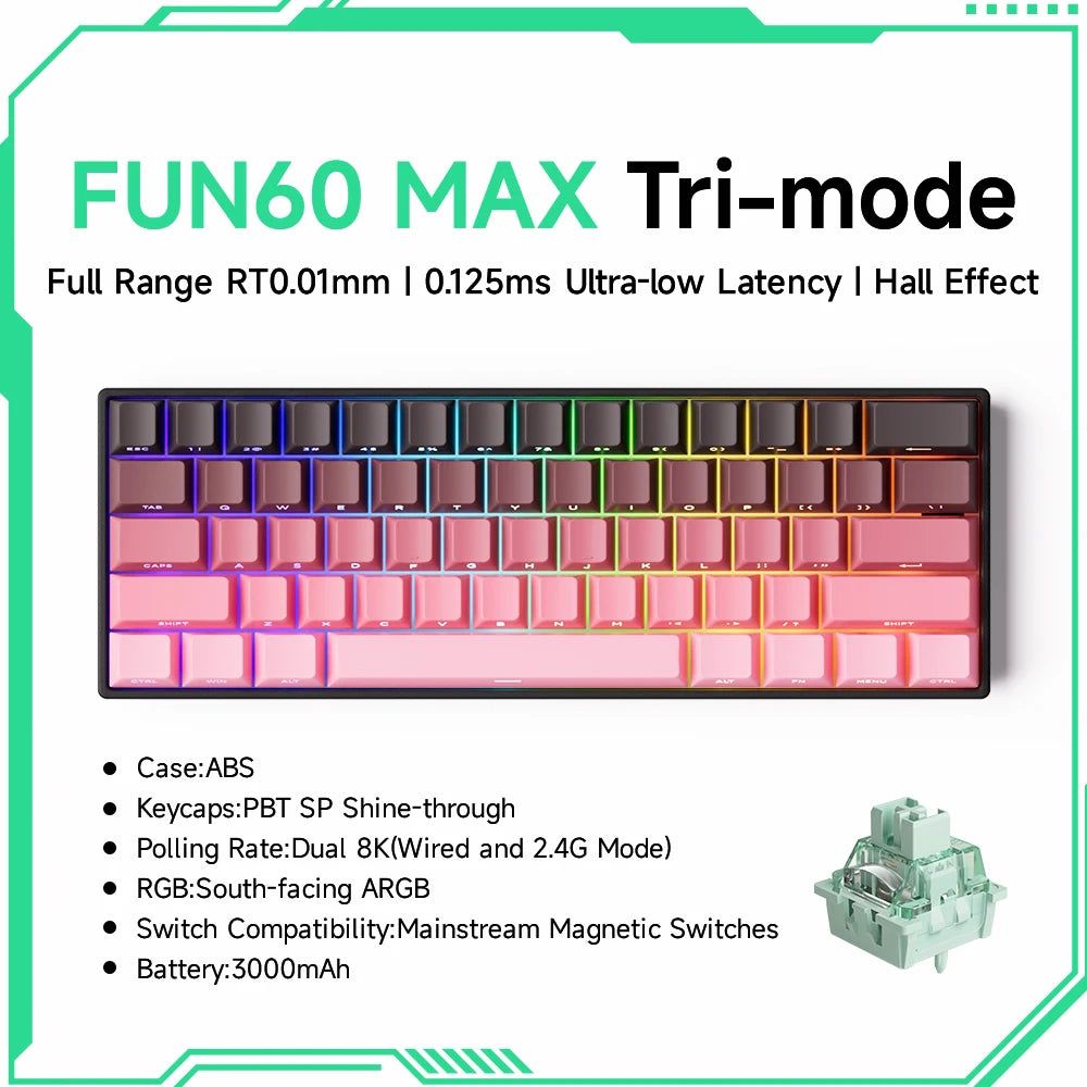 Akko MonsGeek FUN60 Mechanische Tastatur Magnetische Schalter 60% Gaming Tastaturen Schnelle Trigger 0,01mm 8K ARGB HE/TMR Custom Tastatur