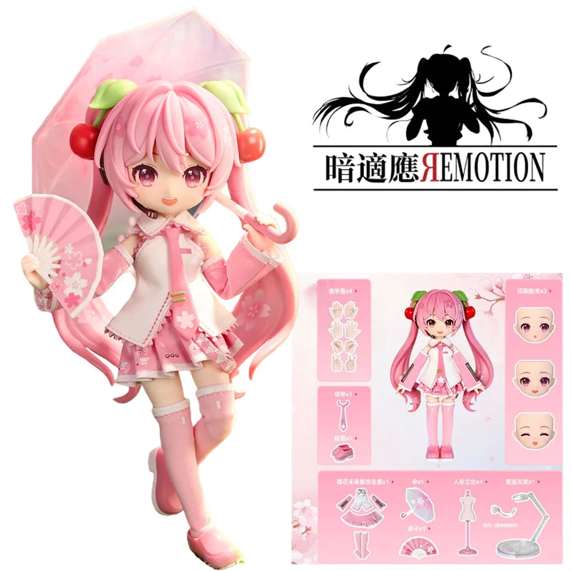 Q Version Blokees Hatsune Miku Sakura Miku Action Figure Joint Mobility Anime Assembly Figurine Toys Doll Collection Modle Gifts