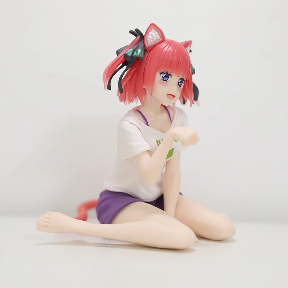 Anime The Quintessential Quintuplets Desktop Cute Nakano Nino Figures Cat Room Wear Ver Girls Statue Model Dolls Desk Decoration