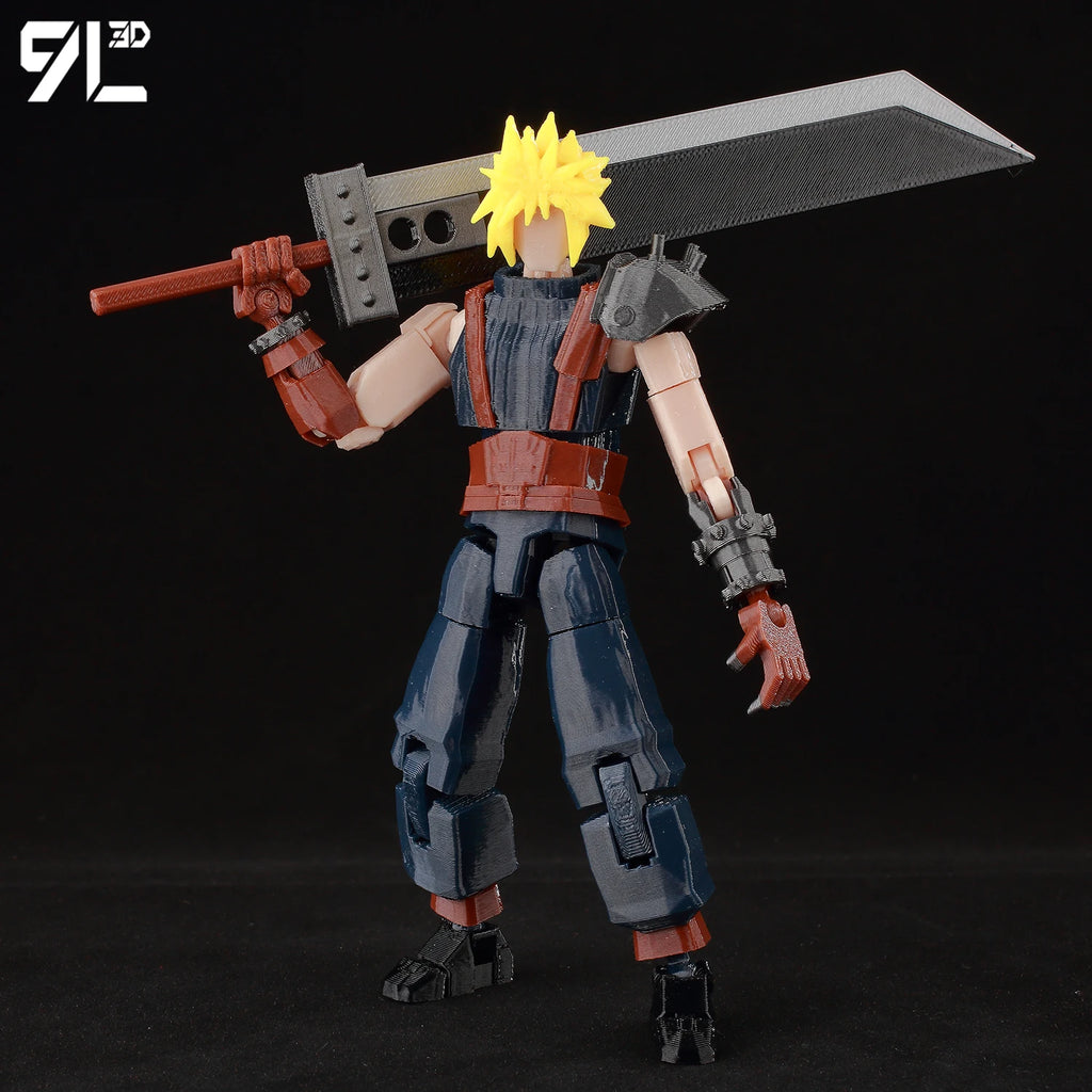 9L3D Cloud FFVII Figure Buster Sword Multi-Joint Articulated Lucky Dummy 13 Anime Action Model Posing Display Children Games toy
