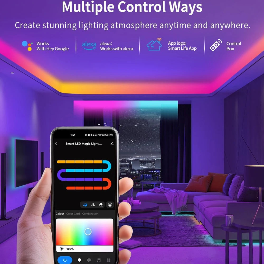 10m 20m Tuya Zigbee COB RGBIC LED Strip 24V Dream Color Addressable IC Light 2.4G Remote for Alexa Google Assistant SmartThings
