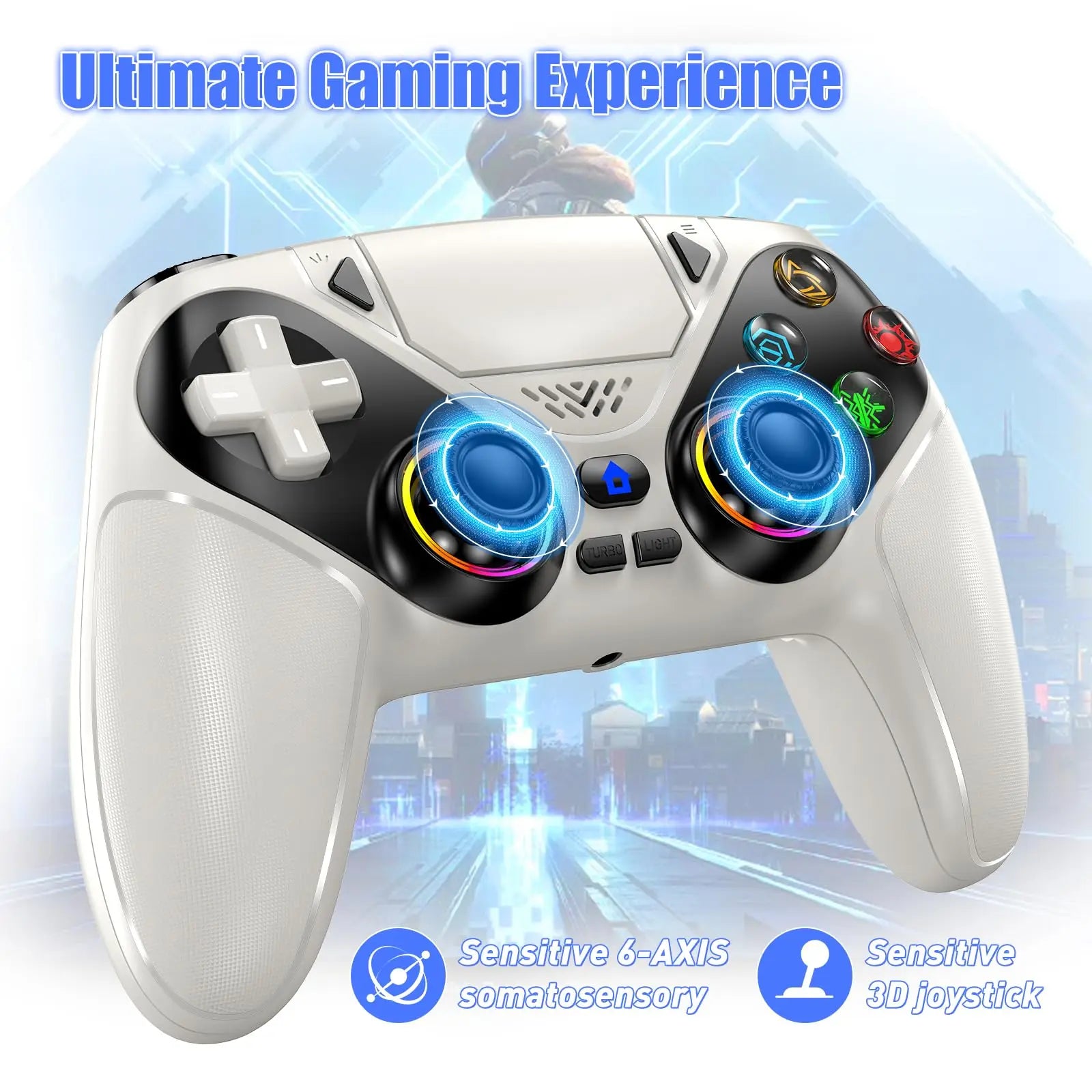 Controller for PS5 RGB Lirhts Wireless Gaming Controllers for Playstion 5 Pro/Slim/PC With Hall Effect Triggers Turbo Vibration