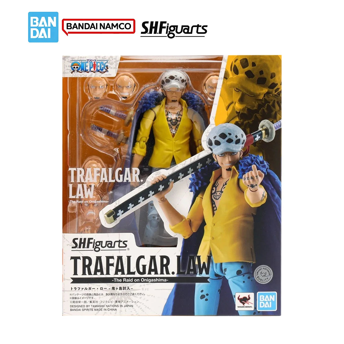 Bandai One Piece Genuine Model Kit Anime Figure S.H.Figuarts Trafalgar D Water Law Action Figure Joints Movable Model Toys Gifts