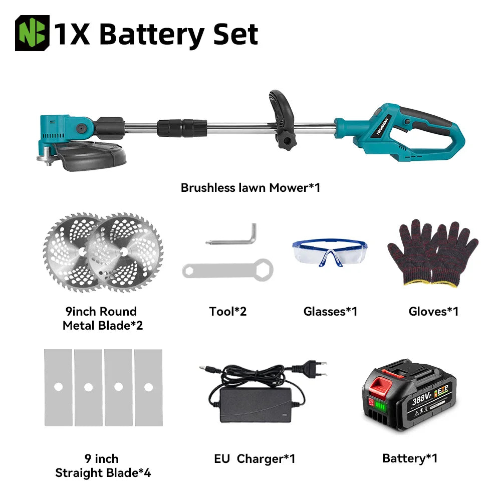 NEWBENY 4000W 9 Zoll Elektrischer Rasenmäher Cordless Garten DIY Reparatur Rasenflächen Hedge Trimmer Power Tools Für Makita Batterie Pin