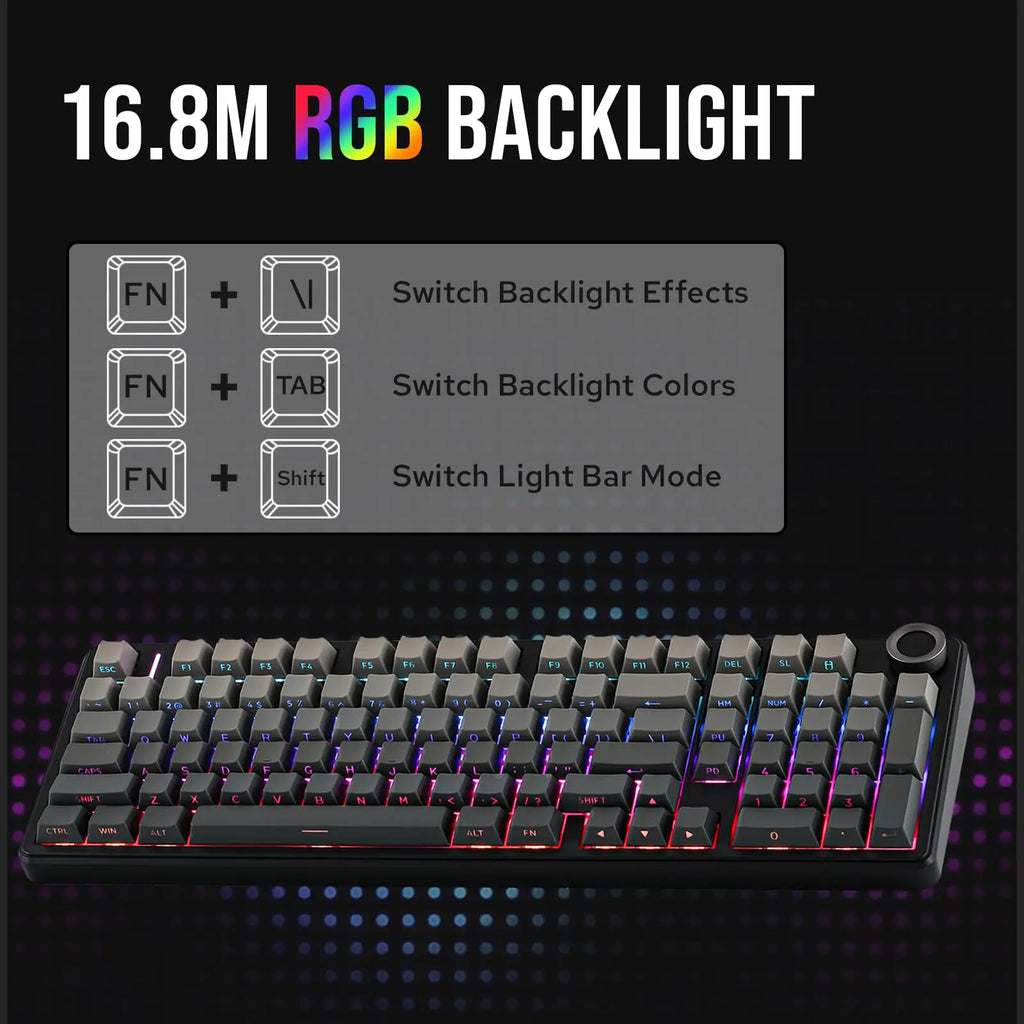 AULA F99 Pro Wireless Mechanical Keyboard RGB Backlit Hot Swappable Custom Keyboard 2.4G/USB-C/BT5.0 Mechanical Gaming Keyboards