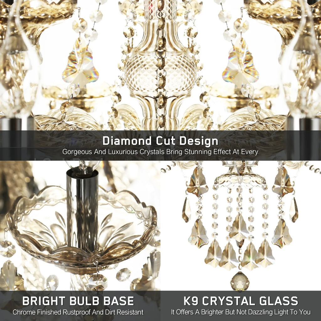 15 Arms Chandelier Pendant Chandelier Crystal E14 Chandelier Bedroom Modern K9 Crystal For Living Room Corridor Saloon Hall