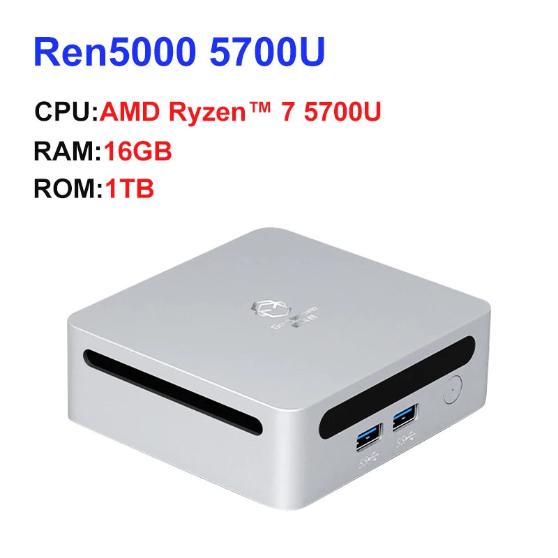 2025 GenMachine New Mini PC 5700U Windows 11 Ryzen Support Windows 11 DDR4 3200MHz AMD WiFi6 Max 64GB Diy Gaming Computer