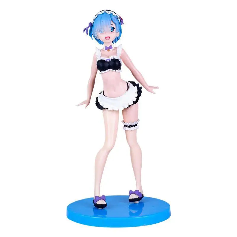 BANDAI 23CM Rem Anime Figure Re:Zero kara Hajimeru Isekai Seikatsu Kawaii Ram Crystal Wedding Dress Model PVC Doll Toys