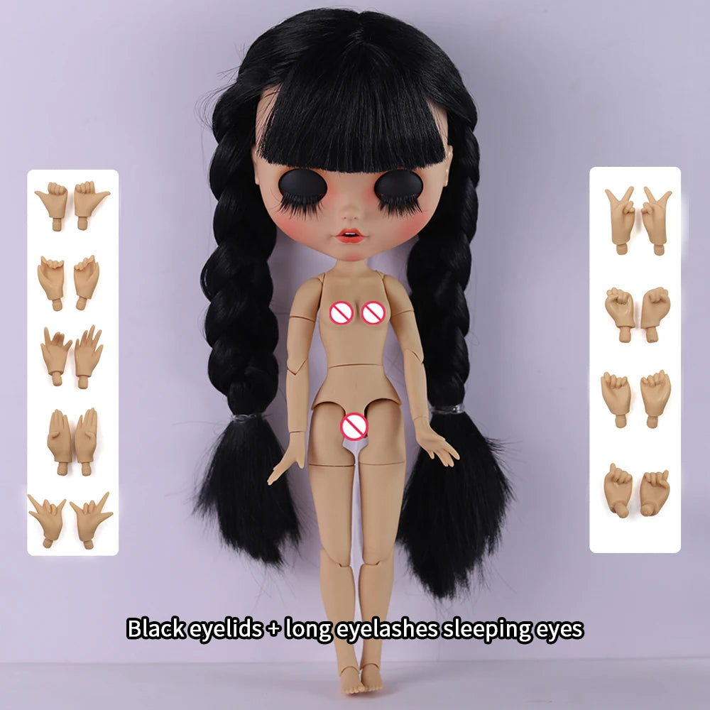 ICY DBS Blyth Doll 1/6 Joint Body 30cm Black Hair Black Eyelids Long Eyelashes Sleepy Eyes Dark Series BJD Toys Fashion Gifts