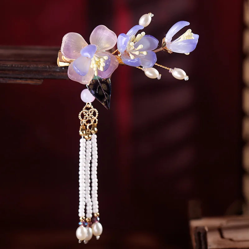 Bridal Headdress Hair Clip Hairpins Haircomb Earring Set Chinese Antique Hair Accessories Set Long Fringed Vintage Hairpins