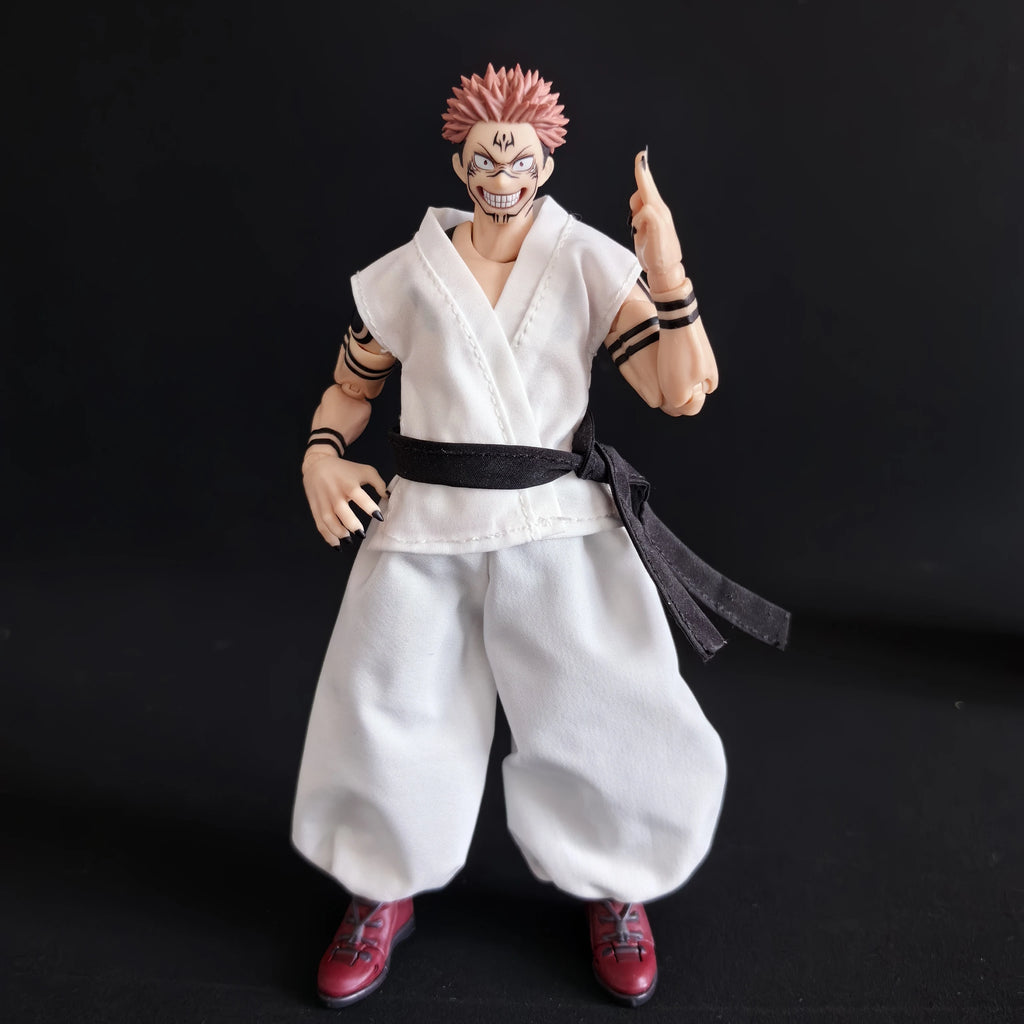 Bandai Shf Jujutsu Kaisen Ryomen Sukuna Combat Uniform White Long Robes Kimono Hanfu Clothes Model