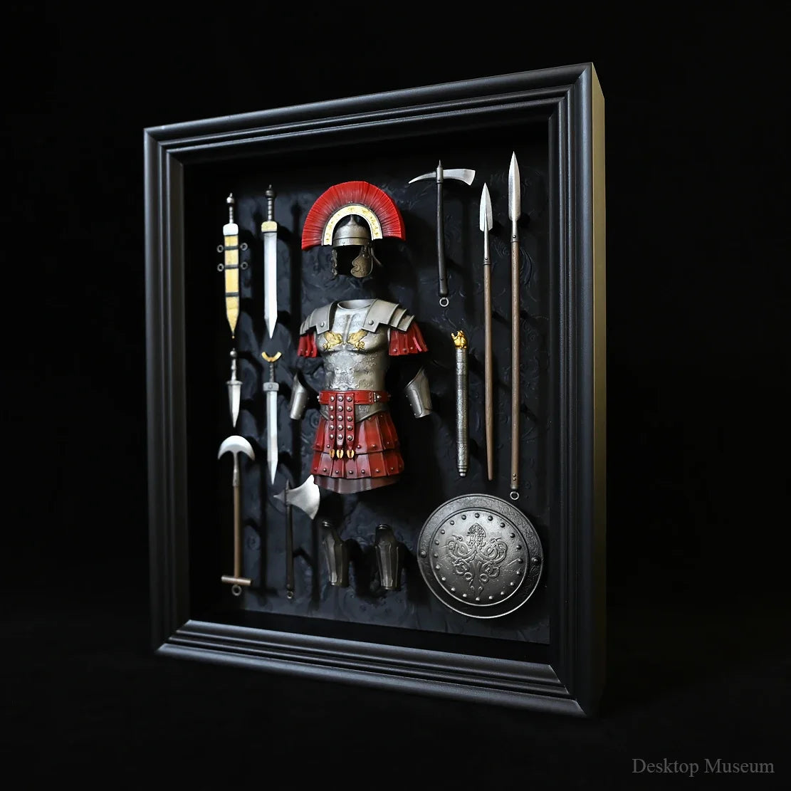 Desktop-Heimdekorationen Harzornamente, Antiker römischer Zenturio-Rüstungsfotorahmen LTCP-351