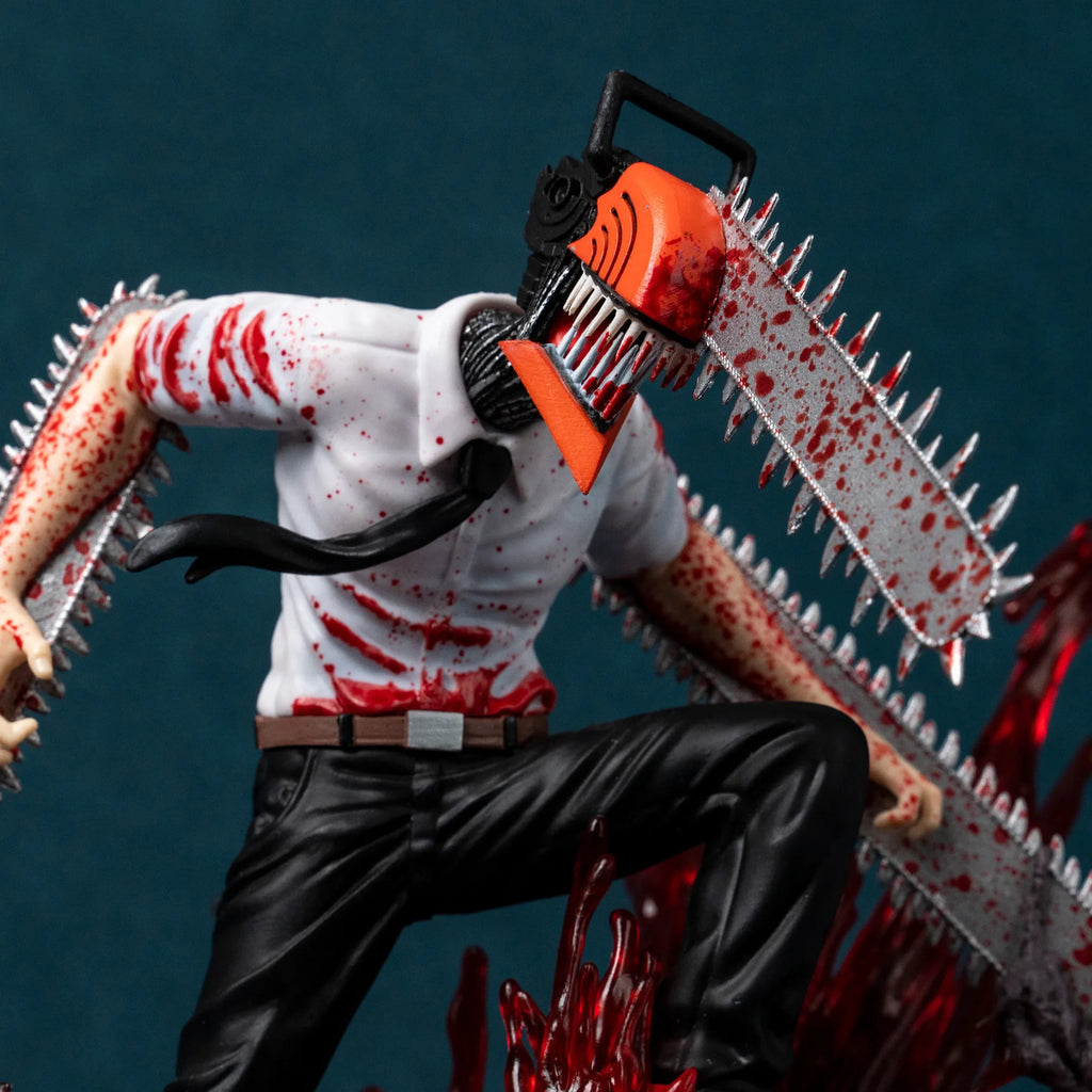 29cm Chainsaw Man Denji Pochita Battle Scene Anime Figure Model Statue Boys Collection Desktop Decoration Ornament Toys Gifts