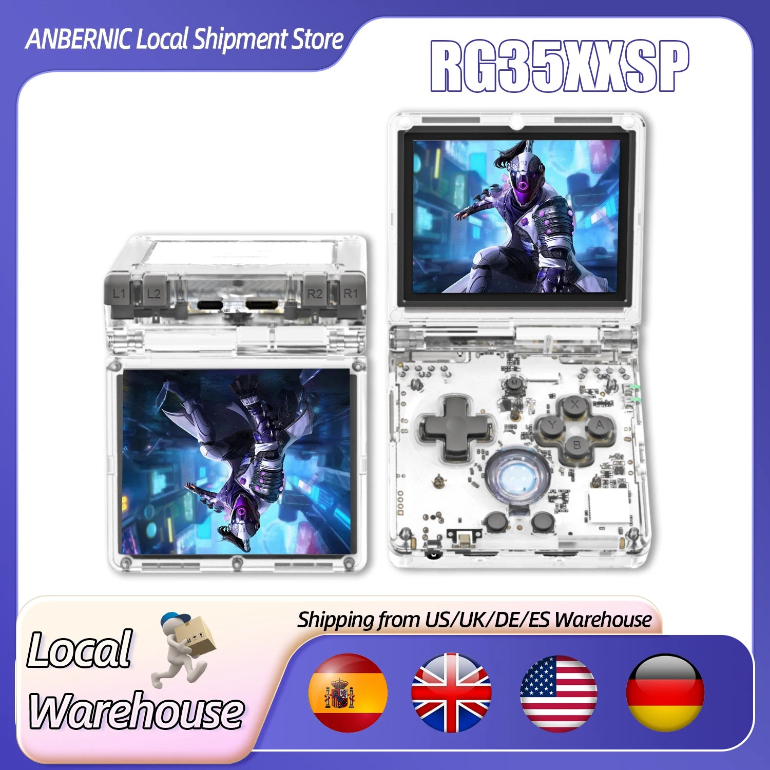 ANBERNIC RG35XXSP Flip Retro Handheld Game Console Linux 64bit WiFi Bluetooth Retro Video Gaming Console Online Play HDMI-TV Out
