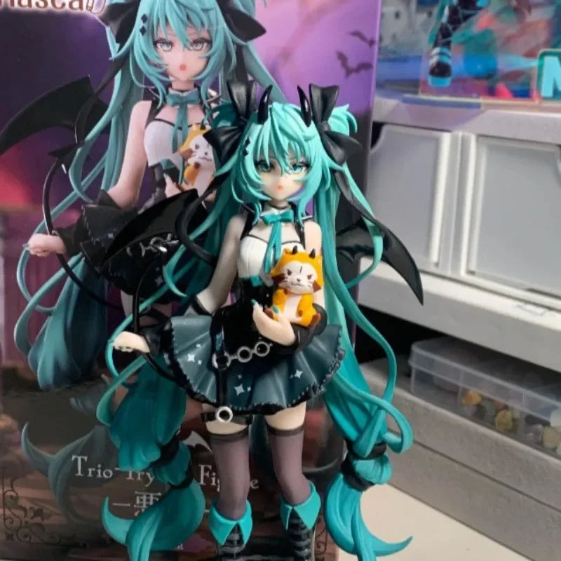 Anime Little Devil Hatsune Miku Handgemachter kleiner Waschbär Dark Angel PVC-Modell Desktop-Dekoration Festival Ornamente Spielzeug