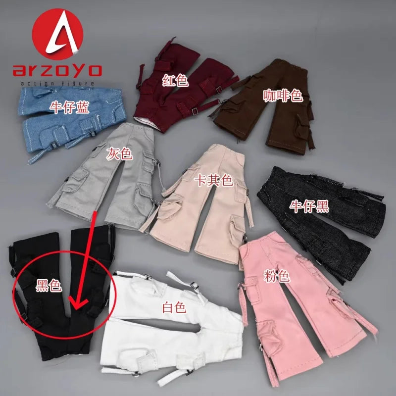 1/12 Scale KPOP style Female Work Pants Hip Hop Trousers Decoration Clothes Model Fit 6'' Romankey  Soldier Action Figure Body