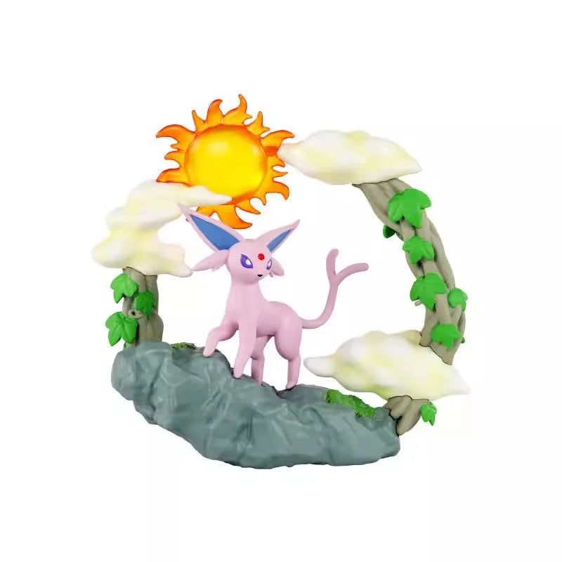 Anime Pokemon Circular Diorama Figure Pikachu Spheal Espeon Umbreon Togekiss Lapras Cute Model Decoration Children's Gifts