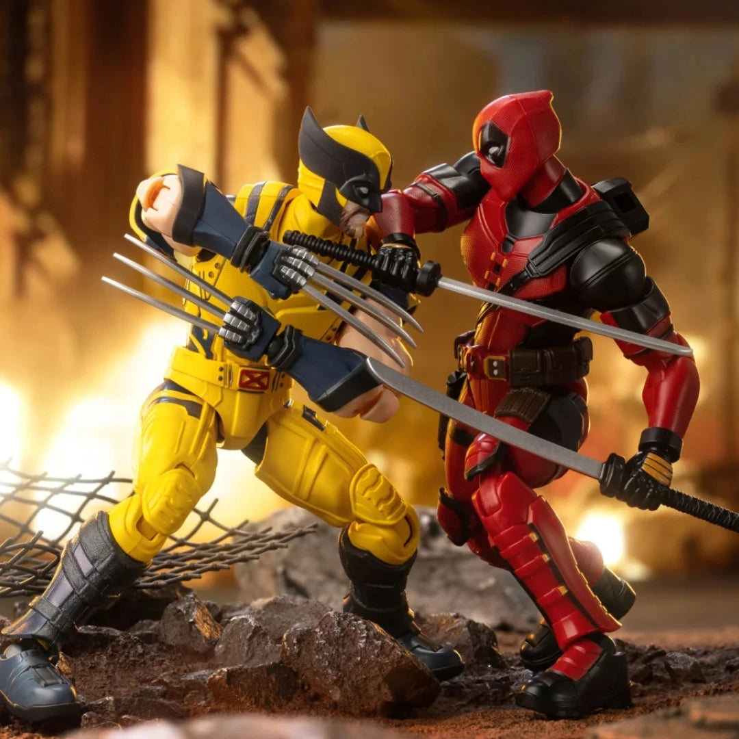 Heroes Building Blokees Marvel Set - Blokees Deadpool Wolverine Super Poseable Figure Diy Model Kit For Adults Kids Halloween