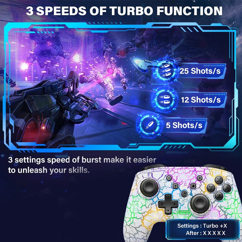 Six Axis Gyroscope Dual Vibration RGB Wireless Gamepad LED CRACK PROCESS For Nintendo Switch TV Box PS3 PC Joystick Controller