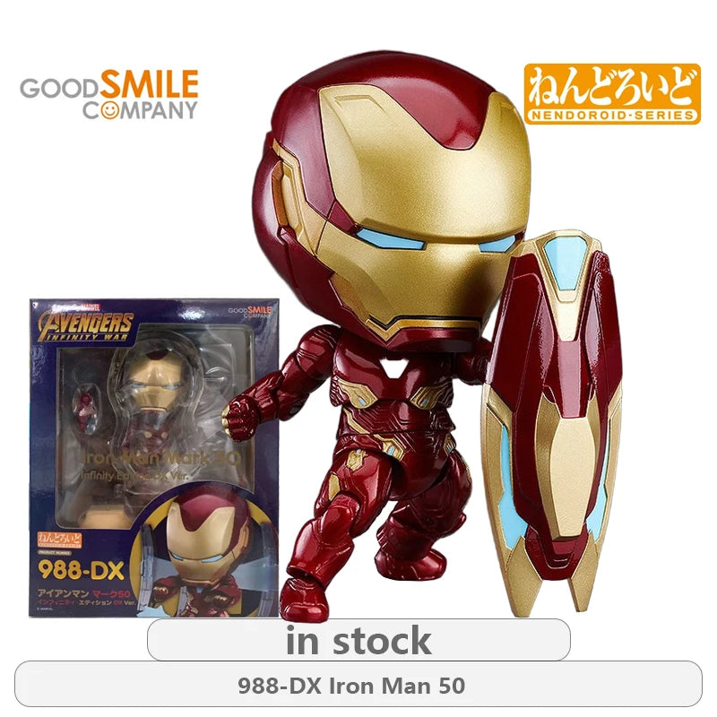 GSC Original NENDOROID Avengers: Endgame Series 1497-DX Iron Spider Man DX\988 Iron Man Mark50 Anime Action Figure Model Toys